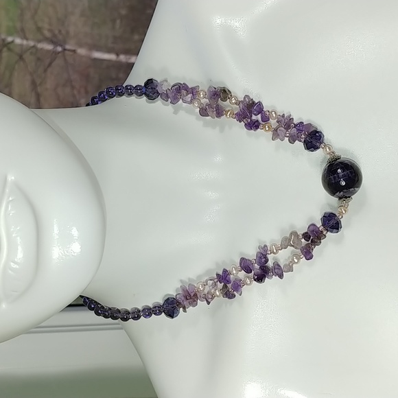 Amethyst & pearls necklace NWT - Picture 2 of 7